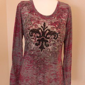 Ladies Western Style Bling Long Sleeve T